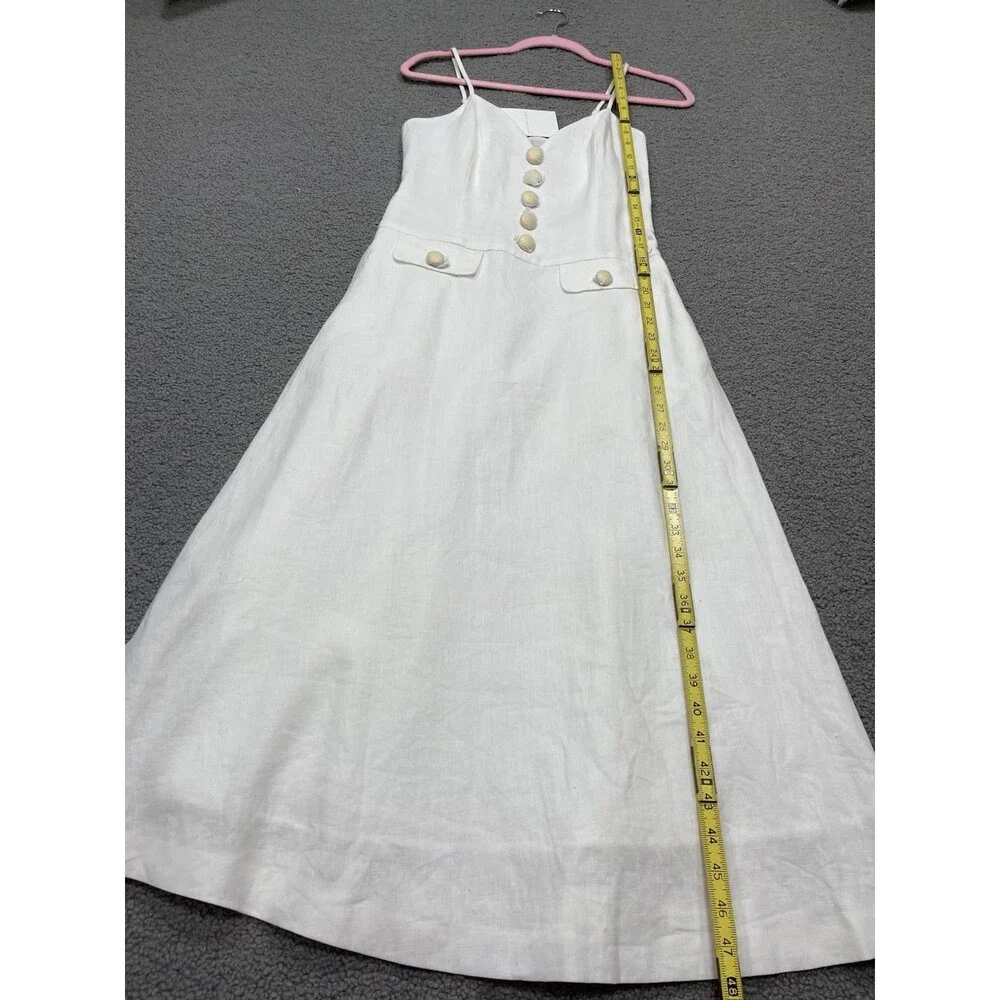 Anthropologie Endless Rose Midi Dress White Linen Sleeveless V Neck Size XS NWT